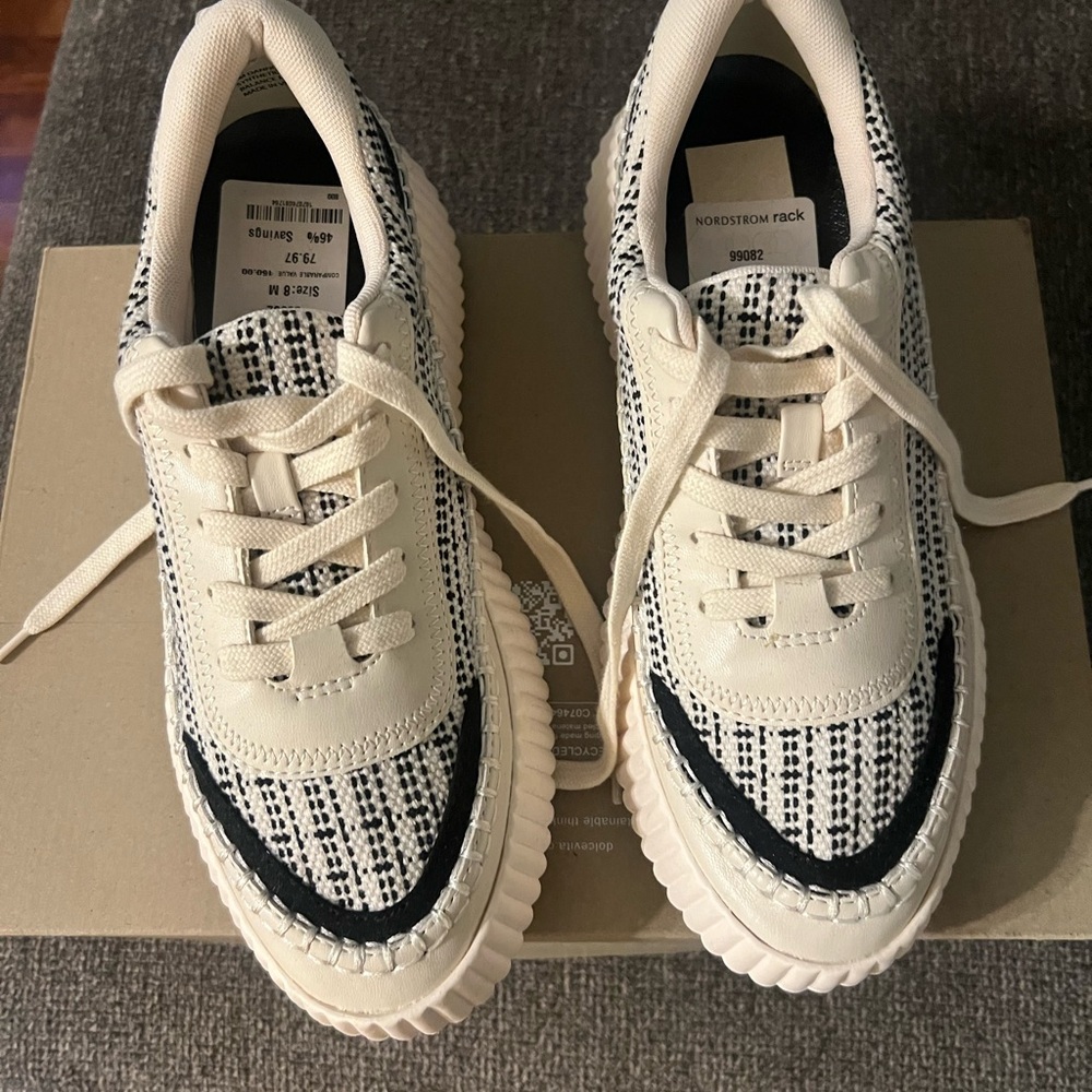Dolce Vita Woven Black and Cream Sneakers